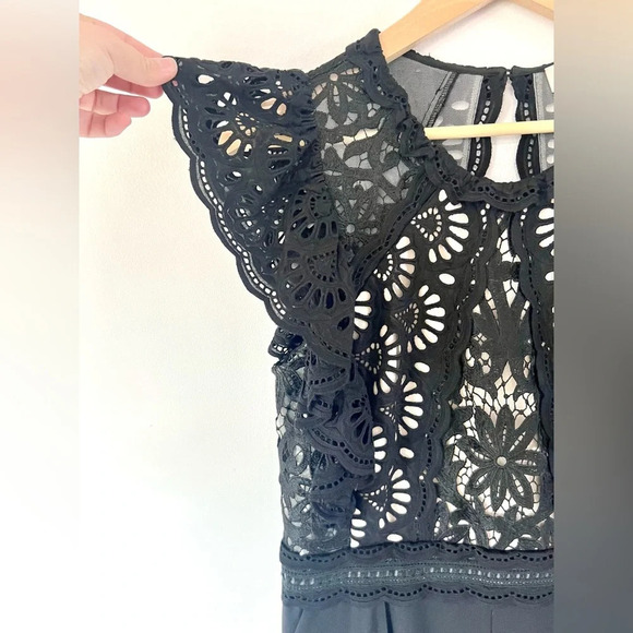 Sea New York Winnie Short Sleeve Black Lace & Wool Jumpsuit Size 10‎ - Picture 6 of 14